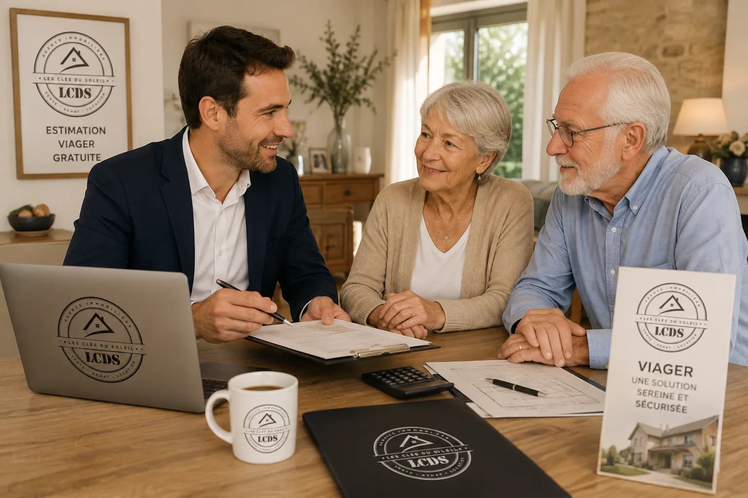 Conseiller Les Clés du Soleil et un couple de seniors : estimation viager gratuite dans le Var